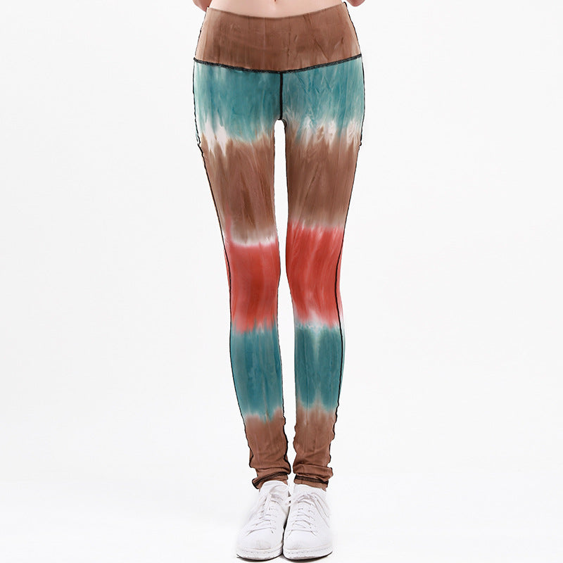 Damen Sportleggings mit hohem Bund und einzigartigem Batikmuster R&B