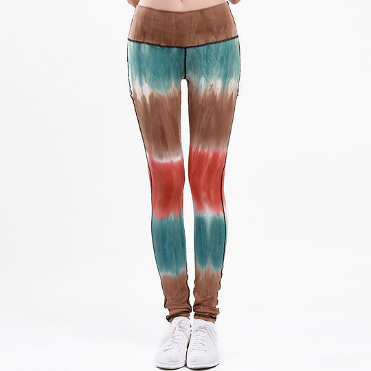 Damen Sportleggings mit hohem Bund und einzigartigem Batikmuster R&B