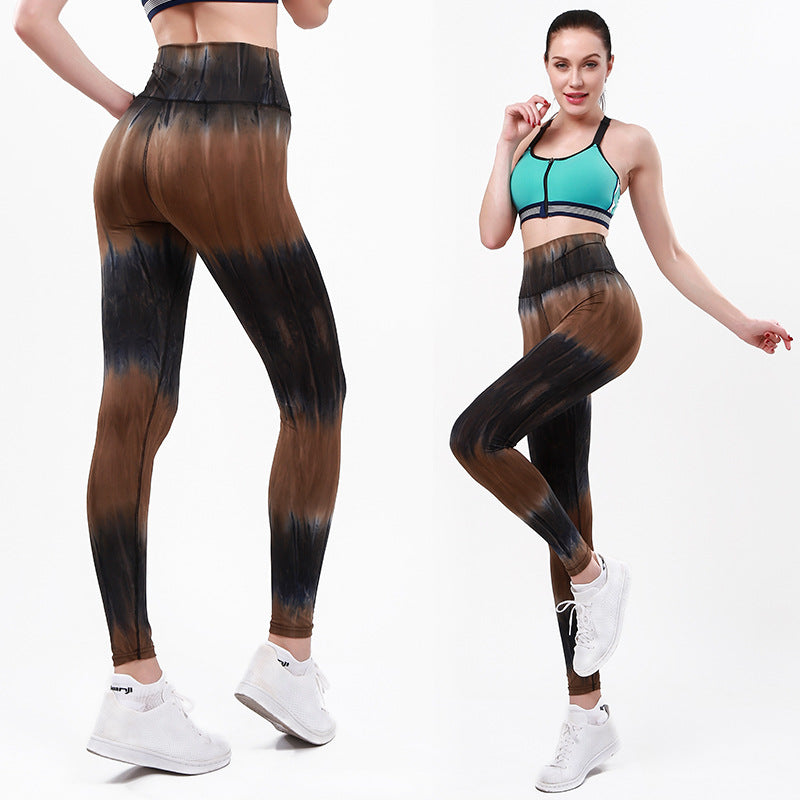 Damen Sportleggings mit hohem Bund und einzigartigem Batikmuster R&B
