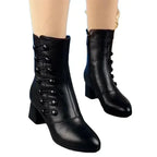 R&B | Leder-Damenstiefel Aus Grobem Leder
