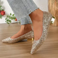 R&B | Glitzer Schuhe mit Niedrigem Absatz Komfortabel und Stabil