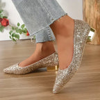 R&B | Glitzer Schuhe mit Niedrigem Absatz Komfortabel und Stabil