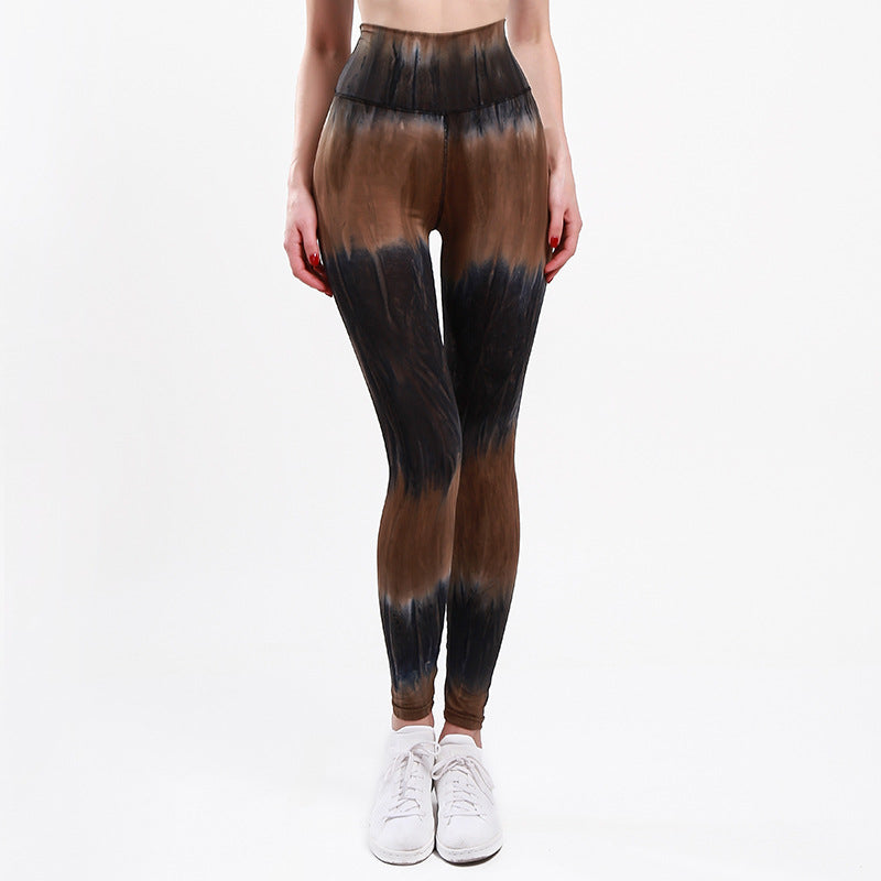 Damen Sportleggings mit hohem Bund und einzigartigem Batikmuster R&B