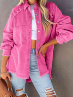 R&B | Button Down Raw Hem Denim Jacke