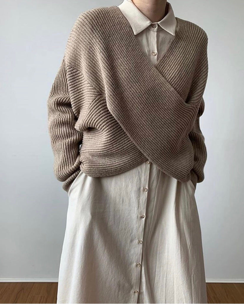 R&B | Rippstrick-cross-over-pullover Weich und Elegant Moderne Passform