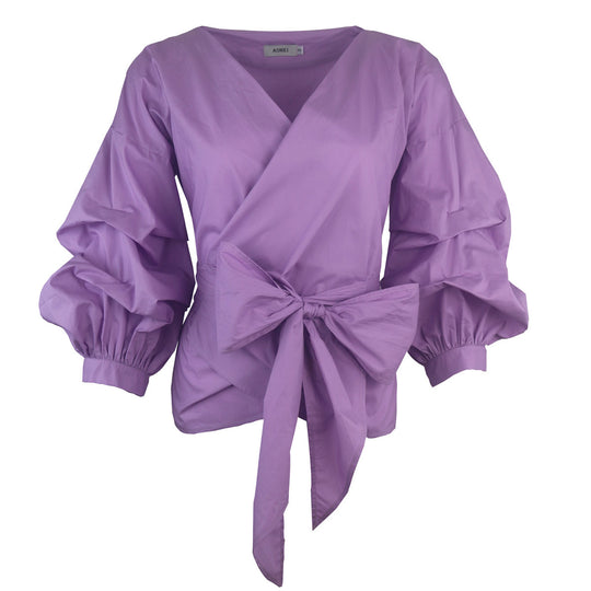Damen Wickelbluse mit voluminösen Ärmeln R&B