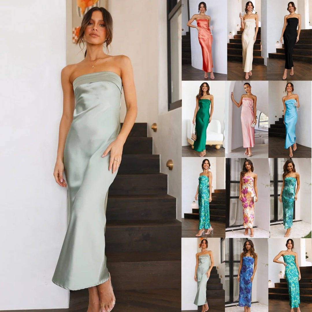 R&B | Satin hohles rückenfreies Schlauchtop-Kleid