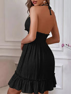 R&B | Tiefes V-Seil-Sling-Neckholder-Kleid