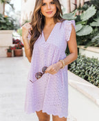 R&B | Jacquard-Kleid mit hohlem V-Ausschnitt aus Spitze