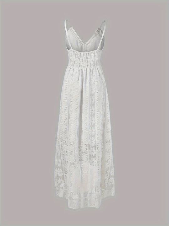 R&B – boho-maxi-sommerkleid mit spaghettiträgern und v-ausschnitt