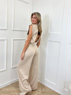 R&B | Ärmelloser Satin-Overall mit weitem Bein