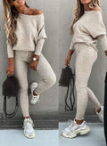 R&B | Off Shoulder Damen Pullover Satz mit Leggings