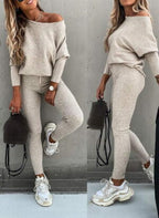 R&B | Off Shoulder Damen Pullover Satz mit Leggings