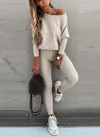 R&B | Off Shoulder Damen Pullover Satz mit Leggings