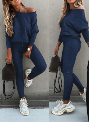 R&B | Off Shoulder Damen Pullover Satz mit Leggings