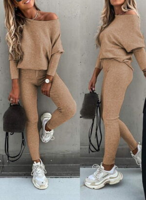 R&B | Off Shoulder Damen Pullover Satz mit Leggings