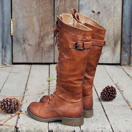 Knöchelhohe Leder-Stiefel für Frauen mit Schnürung und orthopädischem Komfort – Soraya R&B