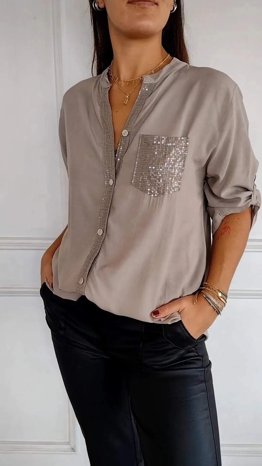 R&B | Glitzerbluse Mit Paillettentasche