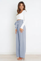 R&B | Hohe Taille Paperbag Hose mit Schleifendetail