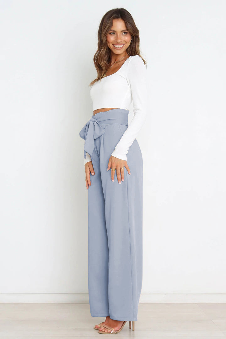 R&B | Hohe Taille Paperbag Hose mit Schleifendetail