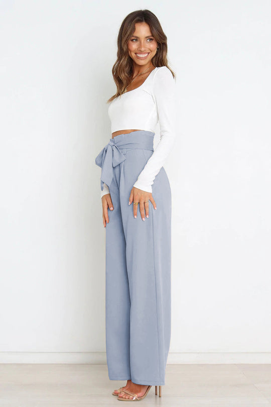 R&B | Hohe Taille Paperbag Hose mit Schleifendetail
