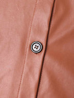 R&B | Vintage Leder Bomberjacke mit Reverskragen und Knopfverschluss