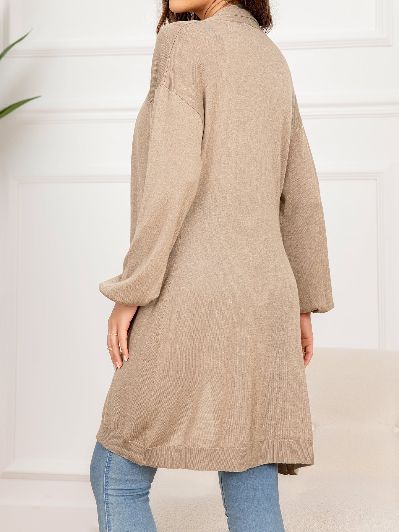 R&B | Gefallen Schulter Offene Front Langarm Cardigan