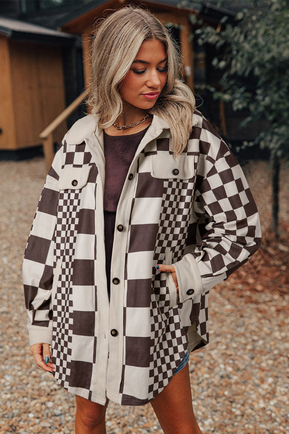 R&B | Skakternet Hemdjacke Baumwollmischung Modern und Stilvoll