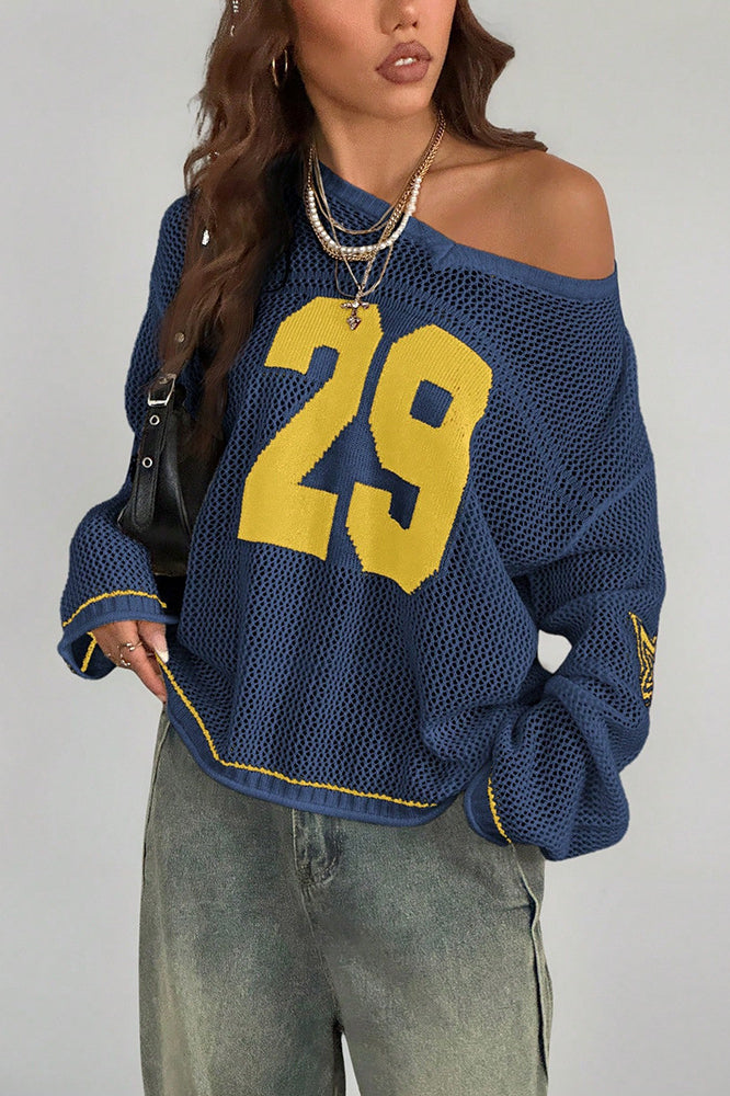 R&B | Gemütlicher V-Ausschnitt Strickpullover mit Digitaldruck
