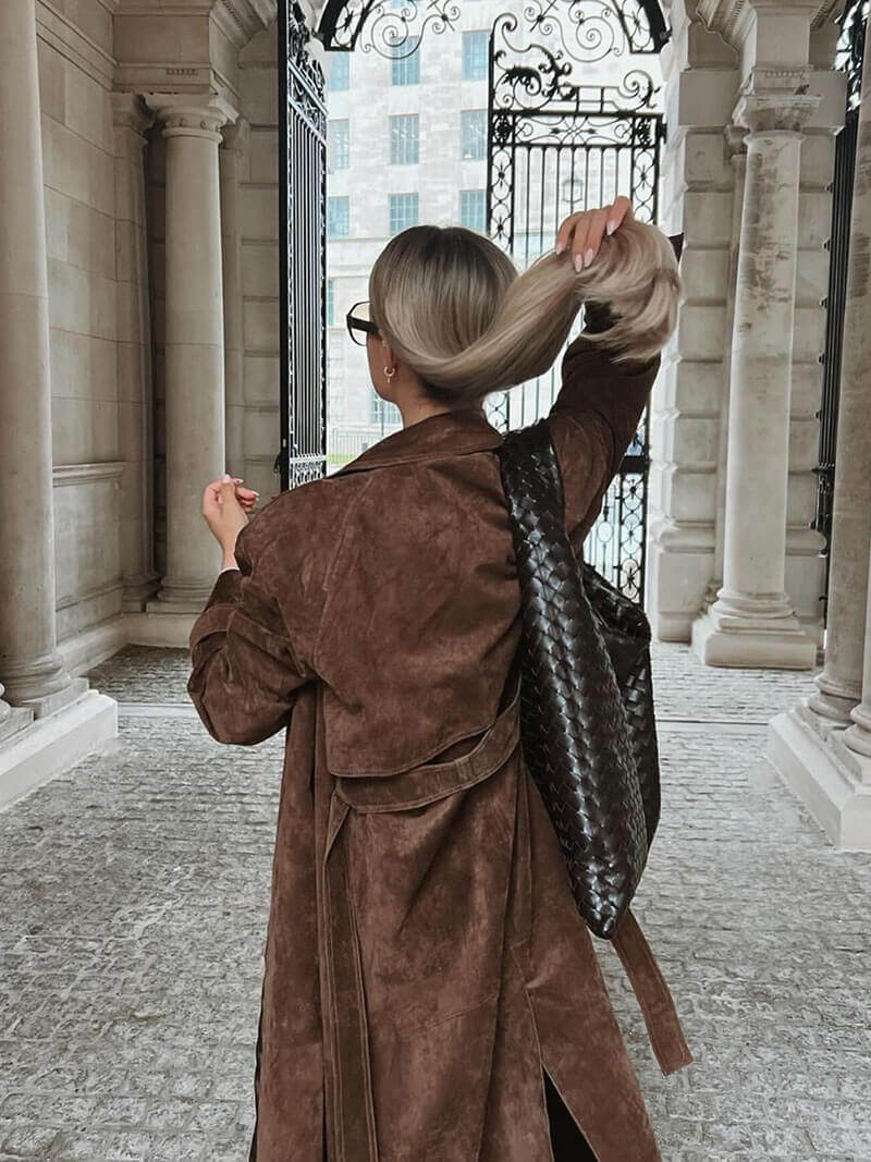R&B | Damen Klassischer Langer Trenchcoat