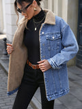 R&B | Denimjacke mit Sherpa-fleecefutter Baumwolle/polyester Warm und Stilvoll