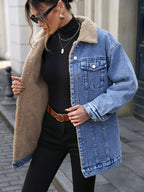 R&B | Denimjacke mit Sherpa-fleecefutter Baumwolle/polyester Warm und Stilvoll