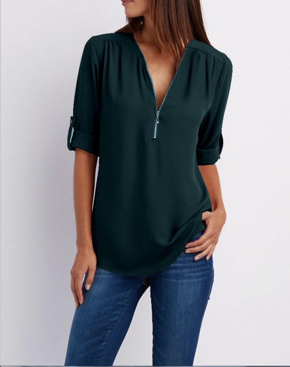 R&B | V-Ausschnitt plus Größe Frauen ärmellos Chiffon Shirt