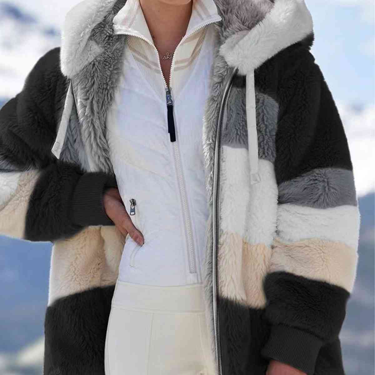 R&B | Color Block Zip-Up Kapuzenjacke