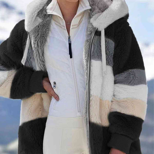 R&B | Color Block Zip-Up Kapuzenjacke