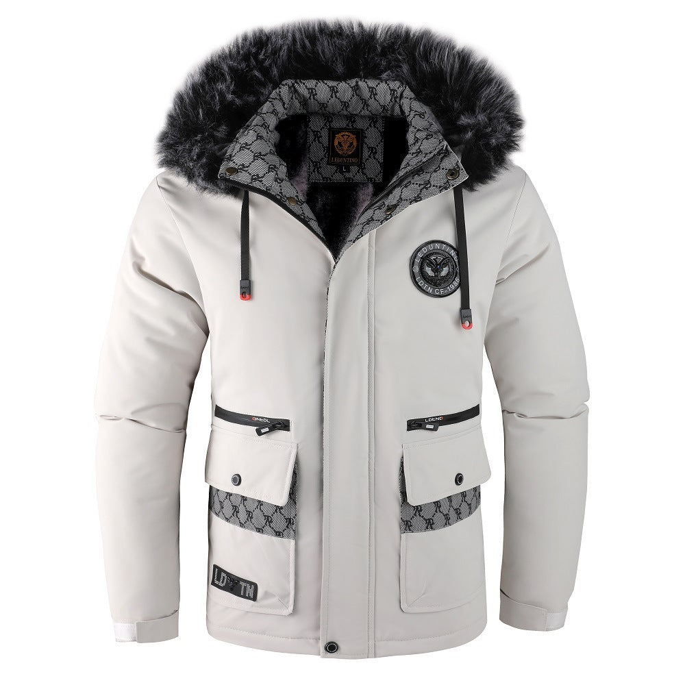 R&B | Herrenjacke mit Abnehmbarer, Pelzgefütterter Kapuze