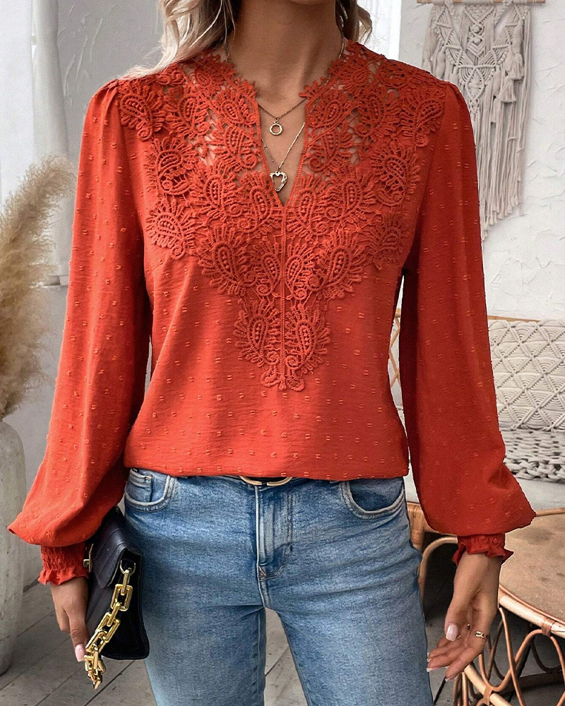 R&B | V-Ausschnitt Spitze Jacquard