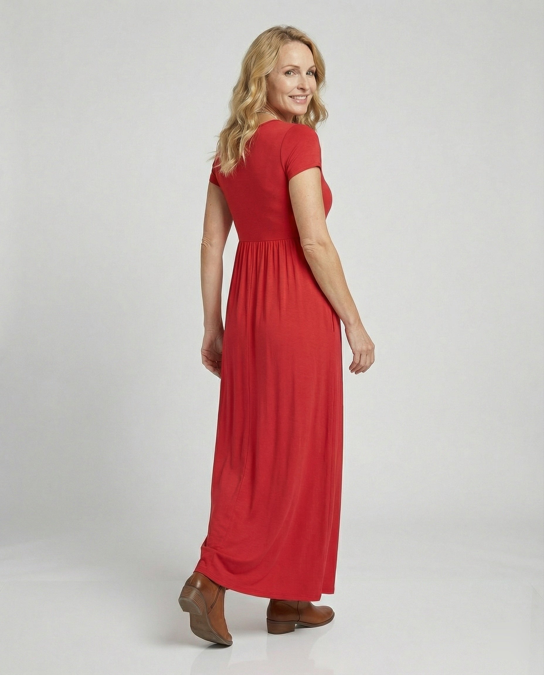 Damen Maxikleid Sommer mit Taschen