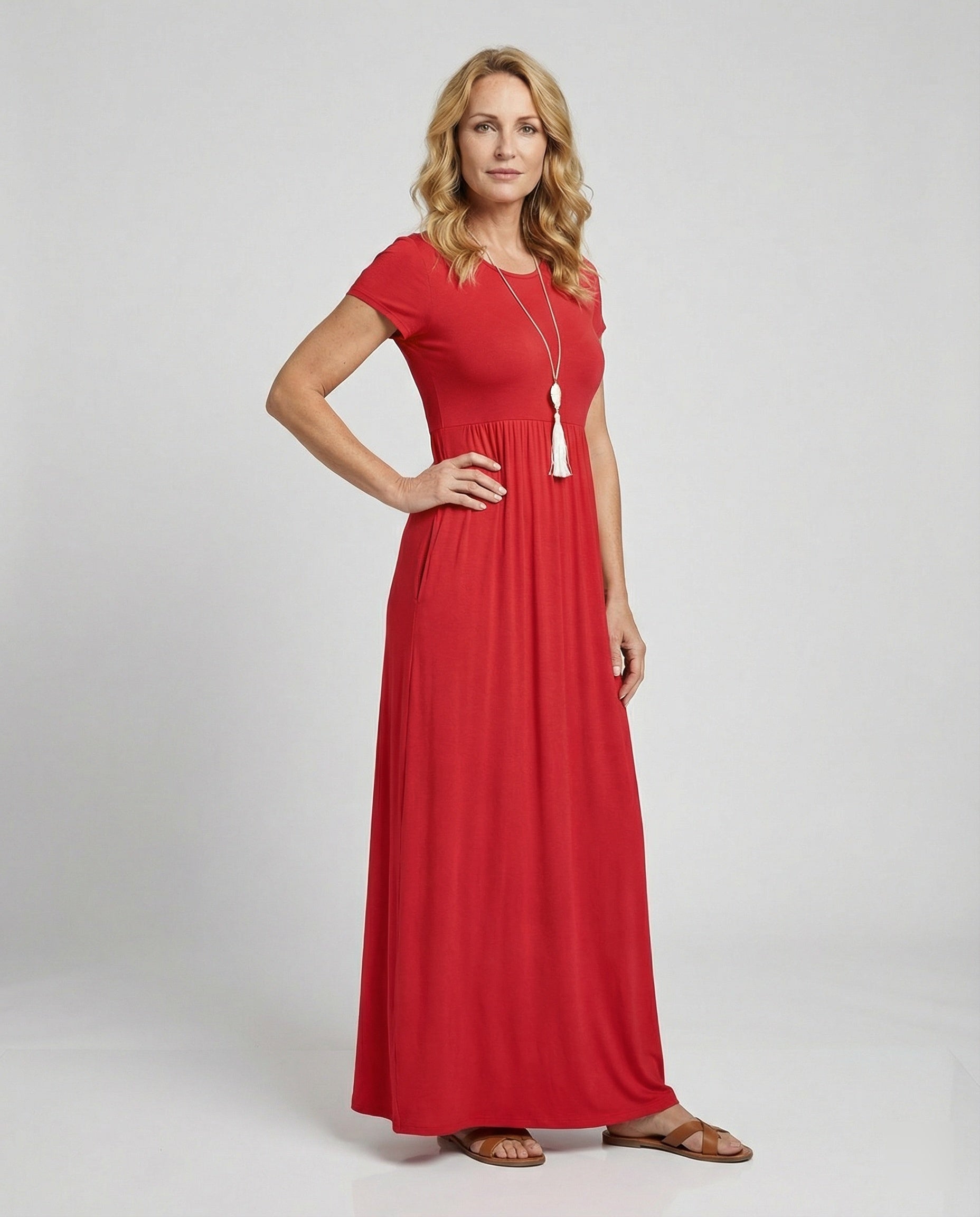 Damen Maxikleid Sommer mit Taschen