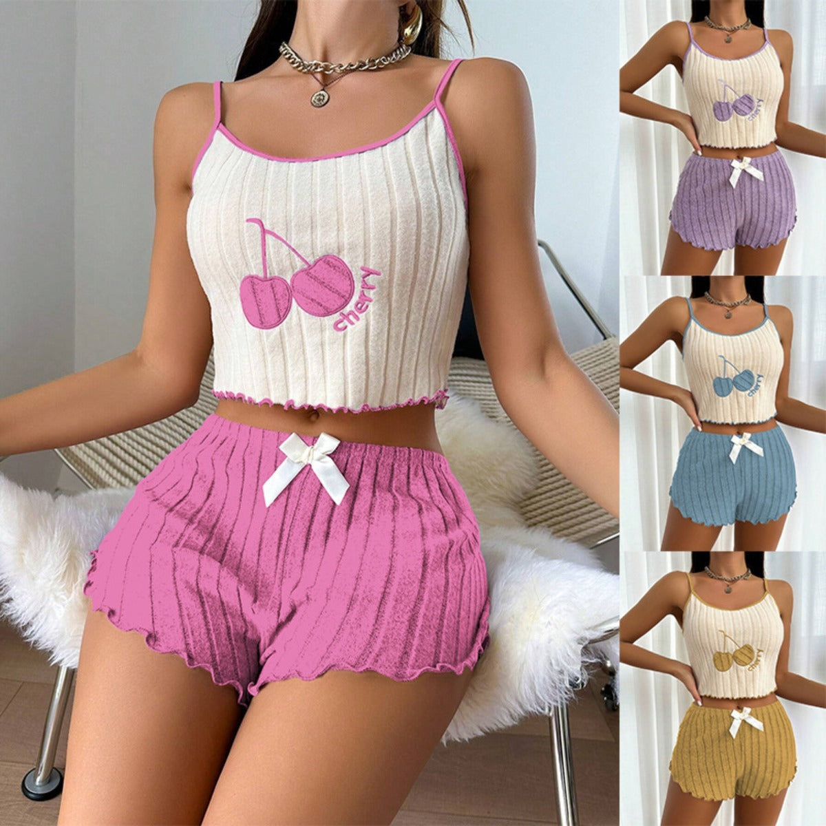 R&B | Bestickte Weste Shorts Set