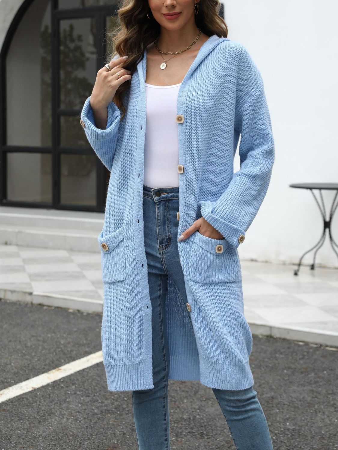 R&B | Lange Strickjacke Knopfverschluss Zeitlos und Bequem