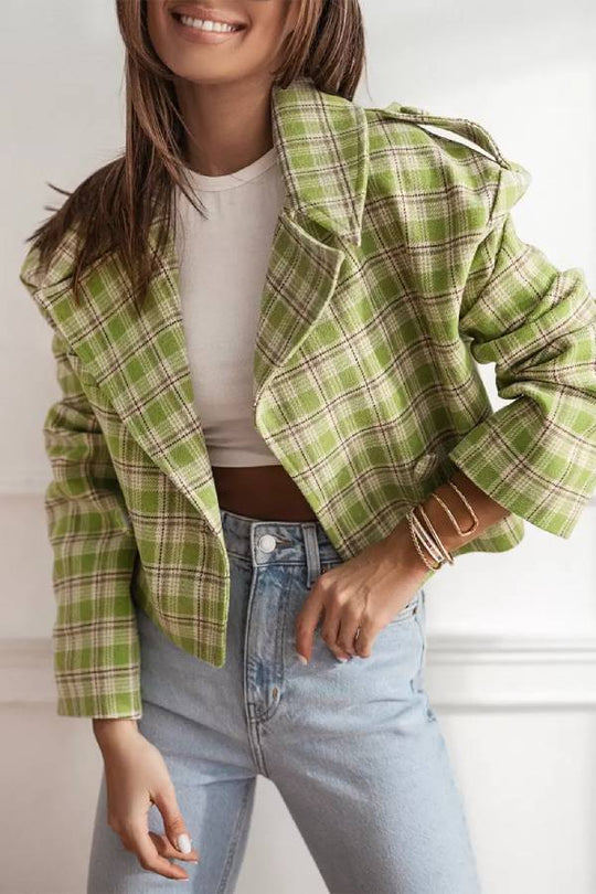 R&B | Herbst/Winter Wendekragen Karomuster Jacke