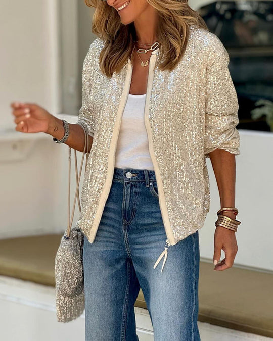 R&B | Pailletten Baseballjacke