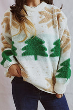 R&B | Weihnachtsmuster Gestrickter Rundhalsausschnitt Langarmpullover