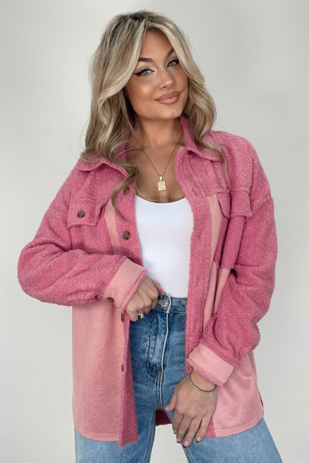 R&B | Weiche Hemdjacke mit Knöpfen Polyester Lässig und Trendy