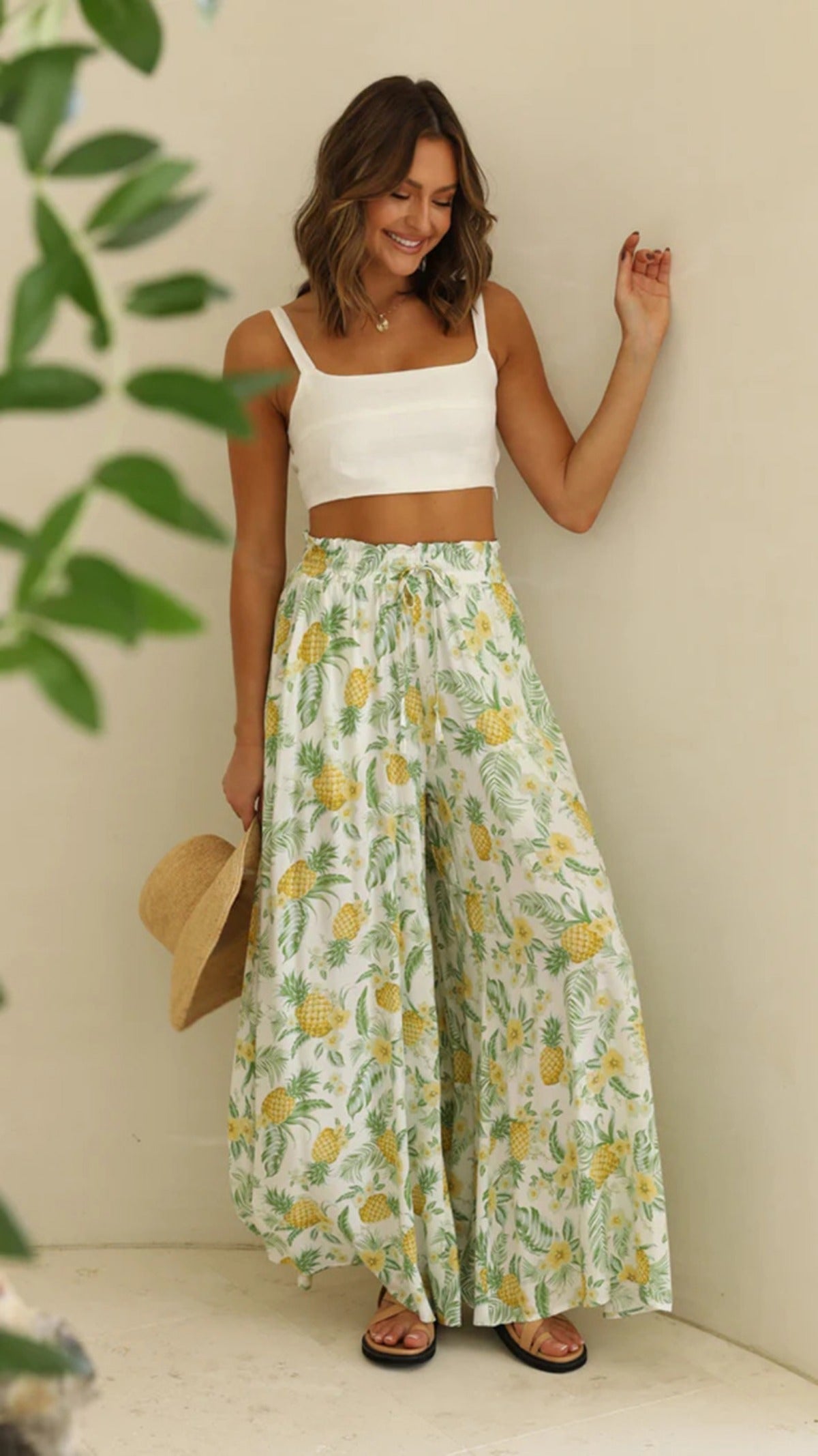 R&B | Hose mit weitem Bein und elastischer Taille
