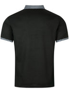 R&B | Tasche Knopf Revers gestreiftes Farbschema T-Shirt