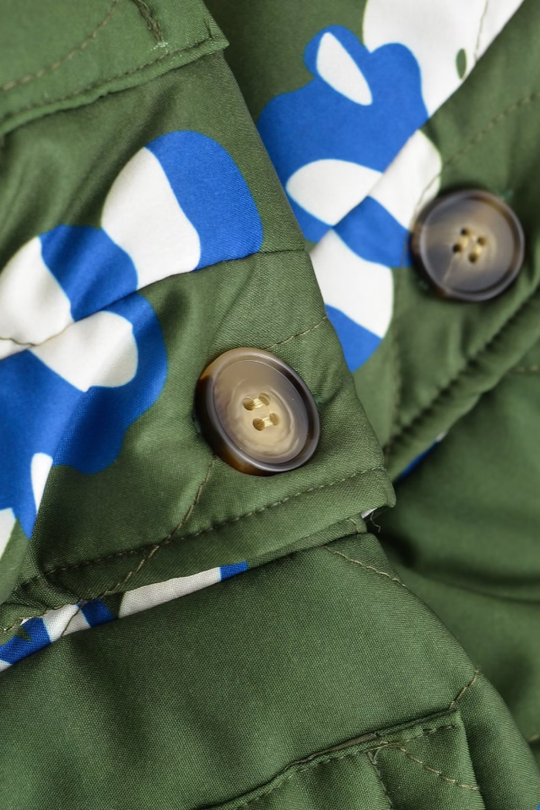 R&B | Gedruckte Rundhals Einreihige Dünne Baumwolljacke