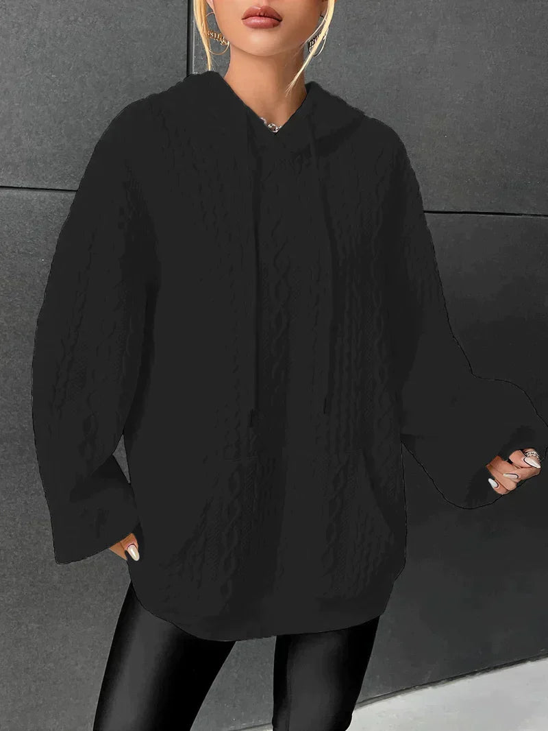 R&B | Übergroßer Pullover mit Kapuze und Kordelzug mit Kordelzug