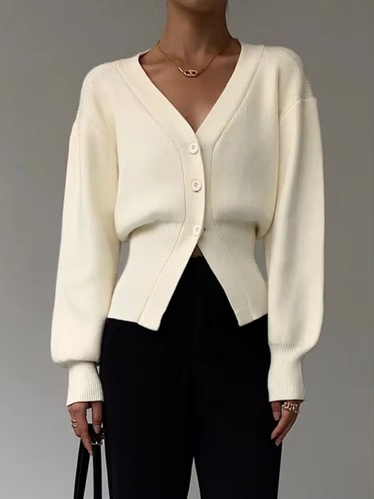 R&B | Strick-Cardigan mit V-Ausschnitt und Knopfleiste